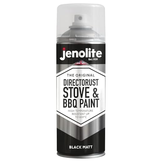 JENOLITE Directorust Pintura en aerosol para barbacoa y estufa | NEGRO | Resistente a temperaturas muy altas hasta 650°C | Barbacoas, estufas, chimeneas, automoción | 400ml