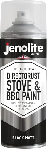 JENOLITE Directorust Pintura en aerosol para barbacoa y estufa | NEGRO | Resistente a temperaturas muy altas hasta 650°C | Barbacoas, estufas, chimeneas, automoción | 400ml
