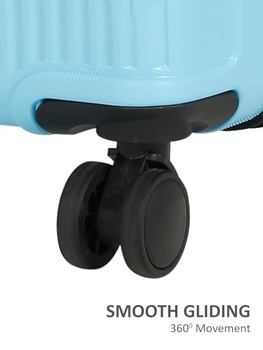 Image of Teakwood Small Size 8 Wheels Trolley Bag, Hard Cabin with Zipper Closure, Adjustable Push Button & Cross Side Strap, Number Lock System 360 Degree (Small, Sky Blue)