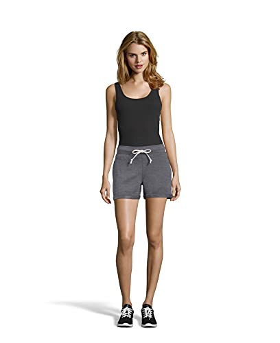 Hanes Women's Luxe Collection Lightweight Fleece Short With Pockets, Slate Heather, Large #TOP14