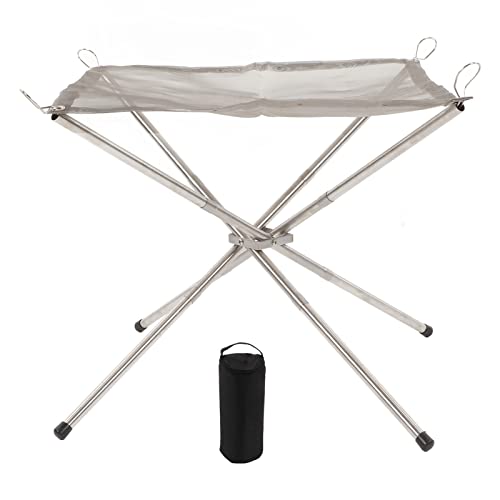 Portable Outdoor Firepit, Folding Stainless Steel Mesh Fire Pit with Carrying Bag, Camping Accessory for Camping, Campfire, Patio, Backyar