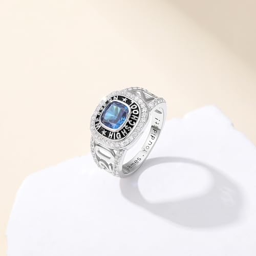 Mens Class Rings 2025 Graduation Ring 10K/14K/18K Solid Gold 2026 Senior High School College Personalized Cushion/Oval/Elongated Cushion Birthstone Ring2