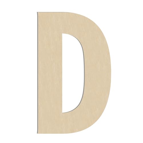 HILAZA 17 Inch Large Wooden Letter D, 1/4 in Thick Big Wood Letter for Wall Decor Crafts
