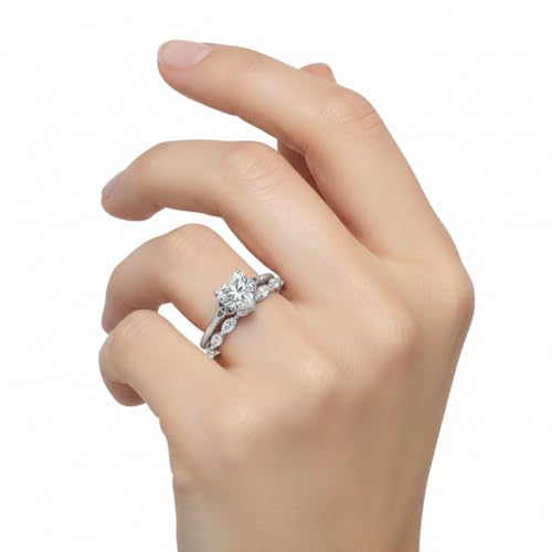 Image of Choose Your Gemstone Celtic Ring with Marquise Matching Band 925 Sterling Silver Heart Shape Wedding Ring Sets Minimal Modern Design Birthday Gift Wedding Gift US Size 4 to 12