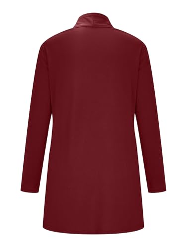 Image of Women's Drape Front Open Cardigan Casual Lightweight Long Sleeve Cardigans Flowy Tops with Pockets