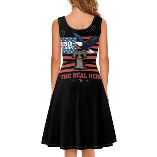 Image of Women Stylish Tank Dresses Sleeveless Round Neck Midi Casual Dress with Pocket for Summer