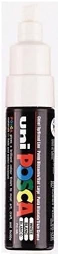Posca PC-8K White Colour Paint Marker Pen Fabric Metal Glass 8mm Broad Chisel Nib Tip Writes On Any Surface Metal Glass Wood Fabric Plastic Stone (Pack Of 1)
