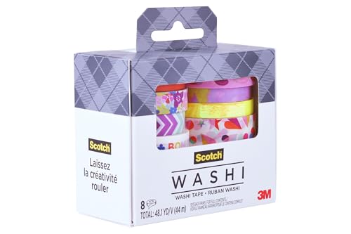 Image of Scotch Expressions Washi Tape, 8 Rolls, Assorted Sizes & Colors, Great for Decorating and Crafts