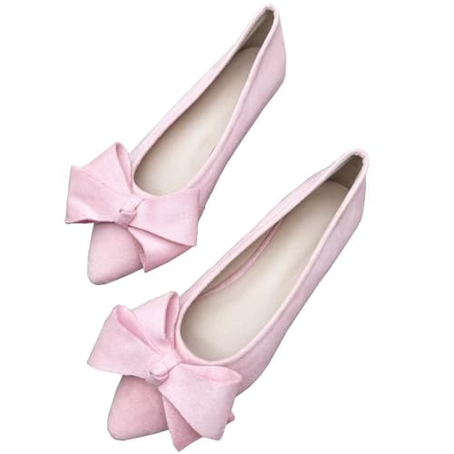 Image of TN TANGNEST Flats Shoes Women Comfort Casual Loafers | Classic Pointed Toe Bowknot Flats Cute Slip On Flats, Wear to Work Travel Walk