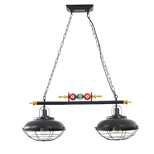 Willbebest Pool Table Light, Fixtures Ceiling Lamp For Game Room Beer Party,Real Billiard Ball Design Pendant Lamp With 2 Metal Lamp Shades (Has 2 Lights) #TOP7