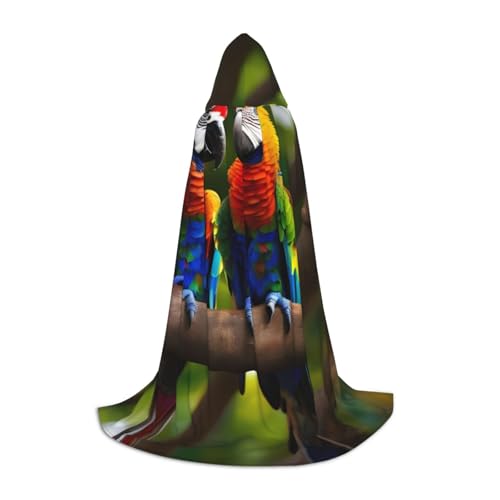 Cape à capuche perroquets pour costume Halloween rapide et confortable sans maquillage lourd