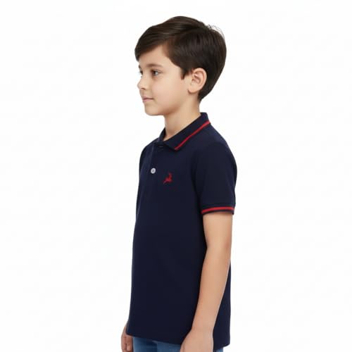 Image of Cloth Theory Boys Cotton Polo T-Shirt for Kids Regular Fit Half Sleeve Casual Summer Polo Neck T-Shirt