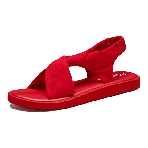Casbeam Women Slingback Yoga Flip-Flop-Sandals mat Sling Back Meditation Shoes, B-red, 5 UK Cover