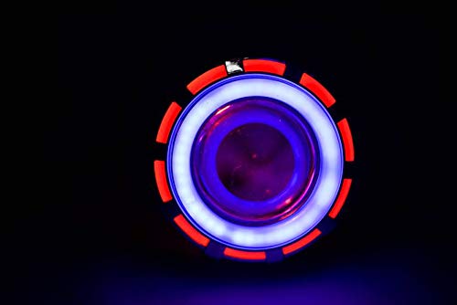 Spidy Moto Hi/Lo Beam LED Projector Headlight for Motorcycle Angel Eyes Halo Ring Devil Eye Projector Lens