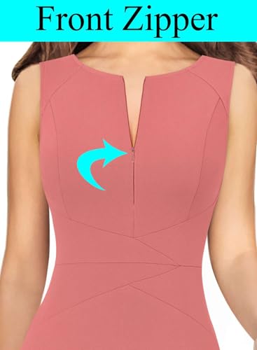 Image of VFSHOW Womens Front Zipper Work Business Office Bodycon Dress Elegant Professional Career Church Party Pencil Sheath Dress