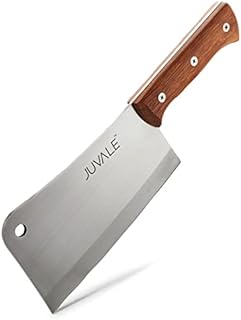 Juvale Stainless Steel Meat Cleaver Knife with Wooden Handle, Heavy Duty Bone Chopper for Butcher, Slicing Vegetables (8 In)