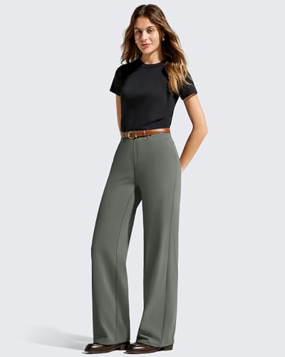 Image of G4Free EverGoing Women's Wide Leg Dress Pants Pull On Stretchy High Waisted Casual Trousers with Pockets
