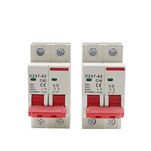 FOCCAR C45N 2 pôles 3A/6A/10A/16A/20A/32A/40A/50A/63A 400V ~ C Type Mini disjoncteur Montage 35mm Rail capacité de Rupture 6KA 1 pièces Commutateur à diode (Size : 16a)