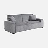 sweeek Divano Letto a 3 posti in Velluto a Coste, Feel Velluto a Coste, Grigio Chiaro, 231x96.5x80 cm immagine