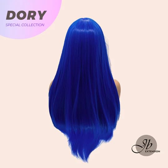 Miniatura 3 de DORY - Peluca de 29 pulgadas de largo, lacio, color azul, para usar y llevar, sin pegamento, para fiesta, Halloween, cosplay, pelucas para mujeres,