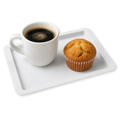 Bandeja para servir, Bandeja de Servicio, Bandeja de Plástico, Libre de BPA, Apta para Servir Comida rápida, Bebidas, Fast Food, Desayunos, Plástico, Blanco, 30 x 20 x 1.3 cm, 2 Unidades