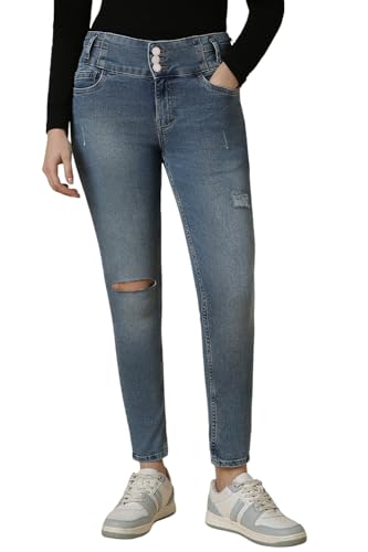 Allen Solly Women Blue Ankle Skinny Fit Mid Wash Jeans