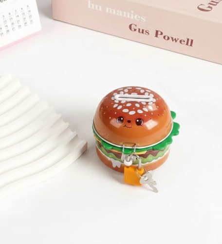 Image of Sajani Cute Cartoon Creative Portable Piggy Bank, Money Saving Box with Combination Lock, Mini Coin Bank Gifts for Boys and Girls, Best Return Gifts for Kids (Pack of 1) (Burger)