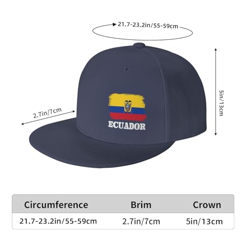 Funny Ecuadorian Ecuador Flag Snapback Hat Unisex Flat Brim Bill Baseball Cap Black2
