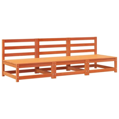 vidaXL Gartensofas ohne Armlehnen 3 STK. Wachsbraun Massivholz Kiefer