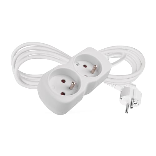 EMOS - 2-Fach Steckdosenleiste 2m - 2 French-Steckdosen 45° gedreht, French-Standard