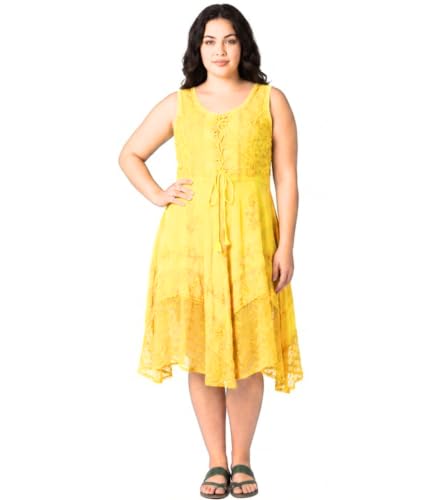 Image of Sakkas Magdilena Stonewashed Corset Front Embroidered Dress