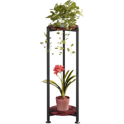Image of Dime Store Metal Tall Corner End Table Side Table 2-Tier Round Stylish Plant Stand Bedside Table Corner Display Stand for Decorative Showpieces and Flower Vase for Living Room , Bedroom