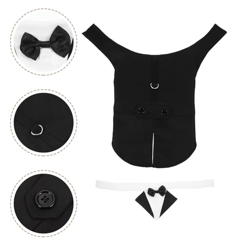 Traje de esmoquin formal para perro con pajarita y bandana miniatura 7