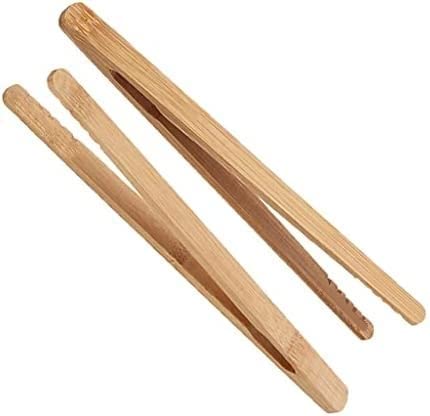Moolyavaan Products Reusable Bamboo Toast Tongs Wooden Toaster Tongs for Cooking & Holding Long Ideal Kitchen Utensil for Cheese Bacon Muffin Fruits Bread Ultra Grip Eco-Friendly (Pack of 2)