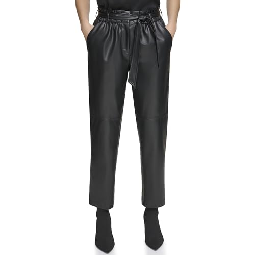 Calvin Klein Women's Tie Waist Faux Leather Pant2