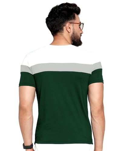 Image of Noble Monk Men Regular Fit T-Shirt | Round Neck | Half Sleeve | Self Design | Casual T Shirt for Men