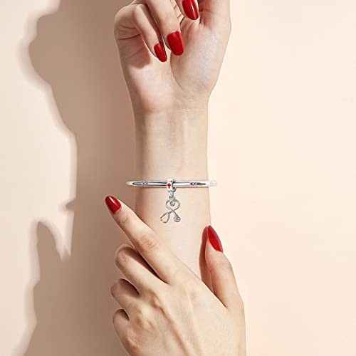 KunBead Women Nurses Day Stethoscope Pendant Dangle Bead Charms Compatible with Pandora Bracelets3