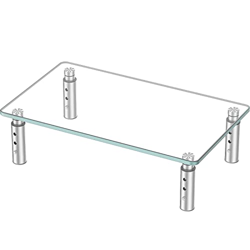 Hemudu Monitor Stand -3 Adjustable Height Monitor Riser, Computer Monitor Stand, Desktop Organizer, Monitor Stand Riser for PC, Computer, Laptop Clear