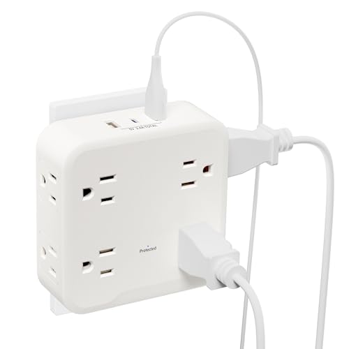 BN-LINK Multi Plug Outlet Extender with 8 Outlets 3 USB Ports (1 USB C), Surge Protector 800 Joules, 4-Sided Multiple Plug Expander Outlet Splitter for Home, Office, 15A/1875W, White