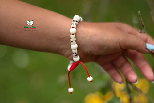 Tibetan Mala Carved Yak Bone Skull Wrist Mala/ Bracelet for Meditation BM-244