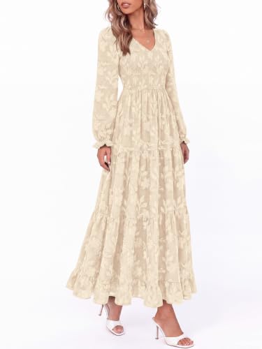 KIRUNDO Womens Long Sleeve V Neck Wedding Guest Maxi Dress - image 5