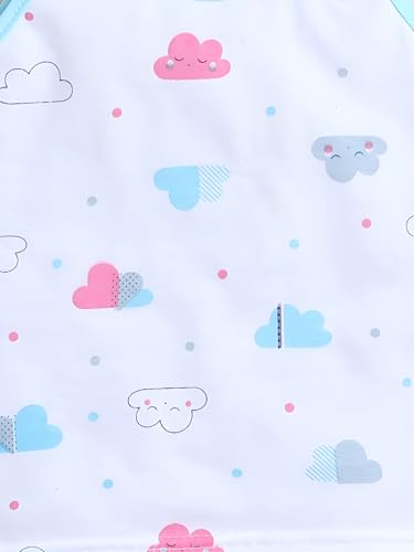 Image of Little Angels Baby Organic Cotton Tie-Knot Sleeveless Jhabla Vest Set | Pack of 4 | Soft & Breathable Printed Tops for Newborn & Infant Girls (0-12 Months)