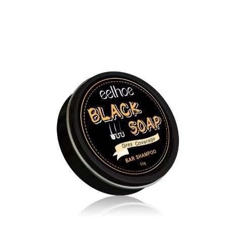 Champú en barra de jabón negro for el cabello | Nutrientes que cubren las canas | Repara el cabello | Ingredientes naturales | 50 g