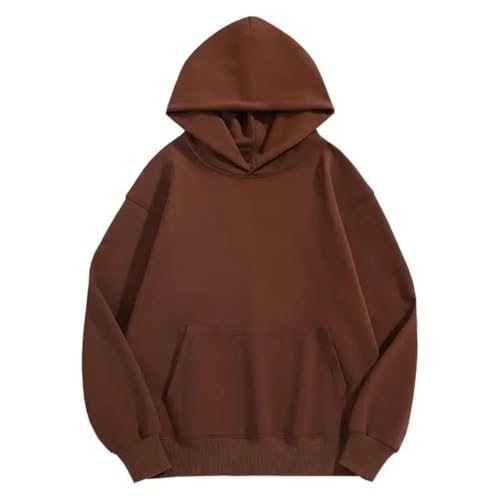 Men's Fleece Hoodies Solid Heavy Cotton Pullovers Plus Size Sweatshirt3