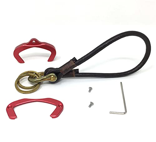 Image of Key Holder for CAN AM Spyder F3 RT RT-S ST RSi Accessory Key Hole Cover Red with Dark Leather Strap Ver3.0