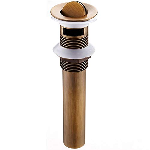 Enchufe de Fregadero Universal. Tapón de desagüe emergente de latón for baño con rebosadero for Orificios de Drenaje de 1,5 Pulgadas, Multicolor(Bronze)