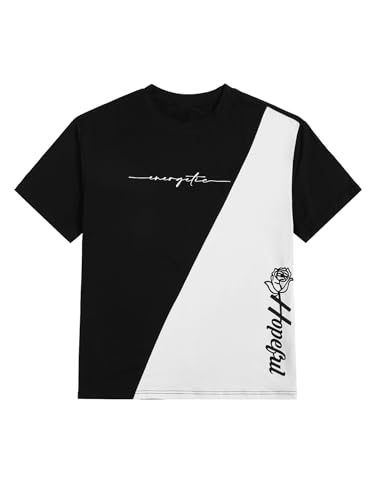 SOLY HUX Men's Graphic Tees Color Letter Print Crewneck Short Sleeve T Shirts Summer Casual Tee Tops2