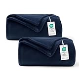 WAVVE Kuscheldecke Flauschig 2er Set Decke Fleecedecke - 2 Stücke Set Sofadecke 150x200 cm Warm Wohndecke Couchdecke, Marine Blau Decke Weich Sofaüberwurf XL