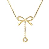 NINMQCFVG Colgante de collar de lazo ia para mujer, joyería con cadena de eslabones que no se desvanece