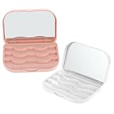 NOLITOY 2個けまげ収納ボックス ミラー付き 密閉式 再利用可能なアイラッシュケース 化粧品オーガナイザー まげホルダー 携帯用 旅行用